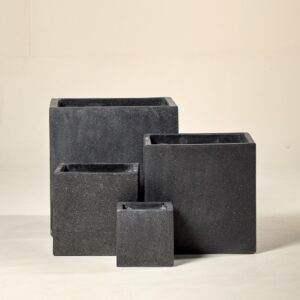 Outdoor pot Terrazzo Cube - Black