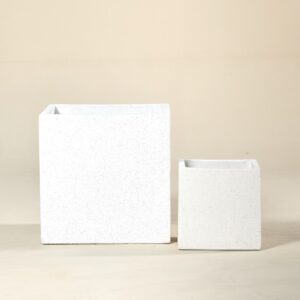 Outdoor pot Terrazzo Cube - White